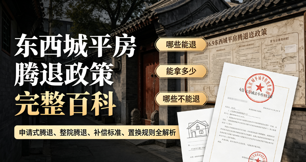 东西城平房腾退政策完整百科：申请式腾退、整院腾退、补偿标准、置换规则、禁退红线全解析