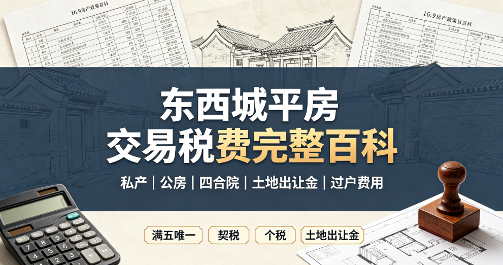 东西城平房交易税费完整百科：私产、公房、四合院、过户费用、土地出让金一次性讲透