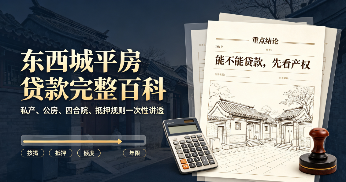 东西城平房贷款完整百科：私产、公房、四合院能否贷款？年限、额度、利率全解析