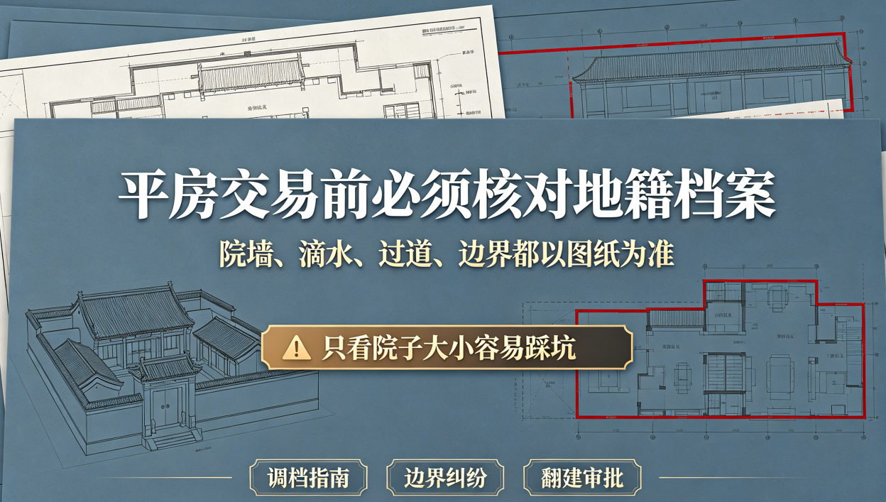 东西城平房院落测绘与地籍档案百科：调档、图纸核对、边界纠纷、实测面积实操指南